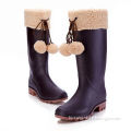 Women's PVC Rain Boots with Unremovable Fleece Lining to Keep Warm